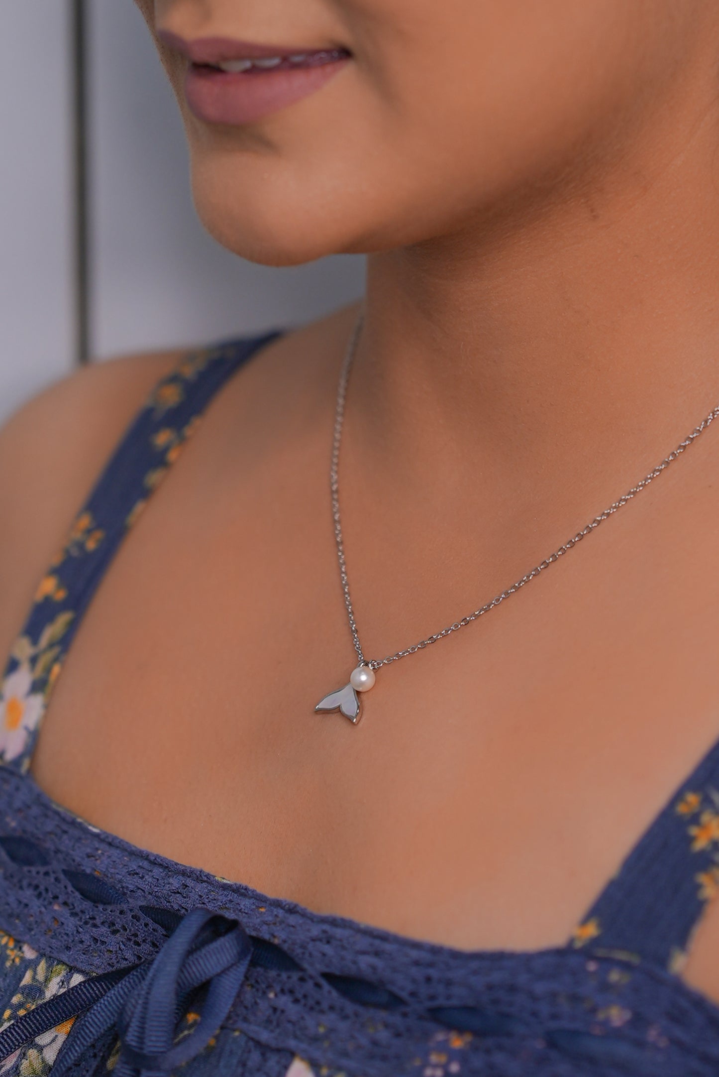 Silver Pearl of the Ocean Fish Pendant