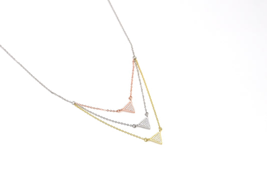 Silver Triangular Radiance Tricolor Pendant