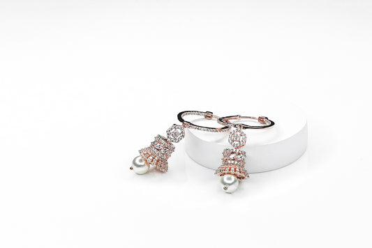 Rose Gold Fierce Love Pearl Jhumki Hoops