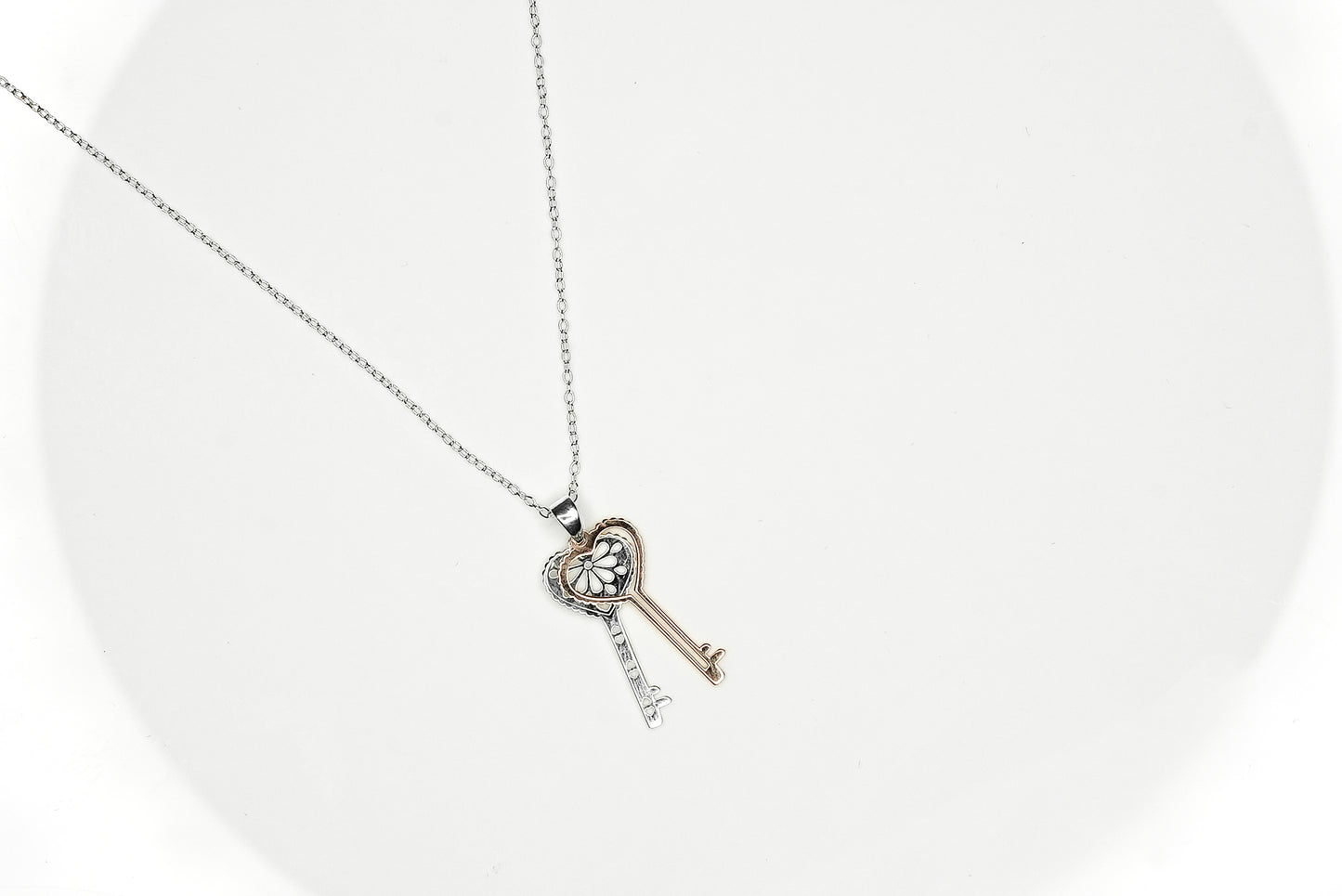 Rose Gold & Silver Key to Heart Pendant