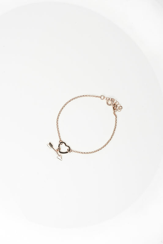 Rose Gold Heart and Arrow Bracelet