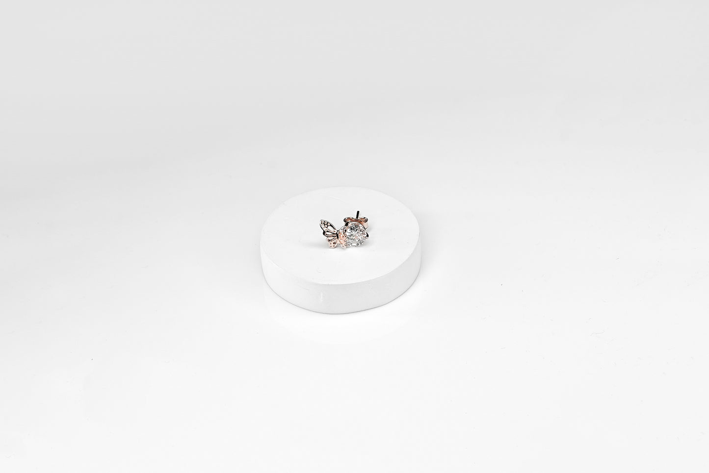 Rose Gold Solitaire Butterfly Studs