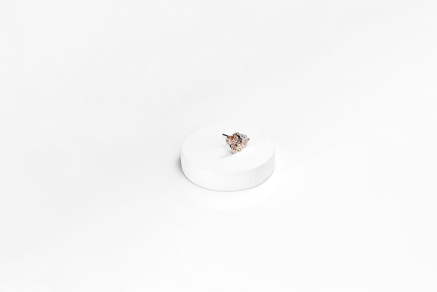 Rose Gold Solitaire Butterfly Studs