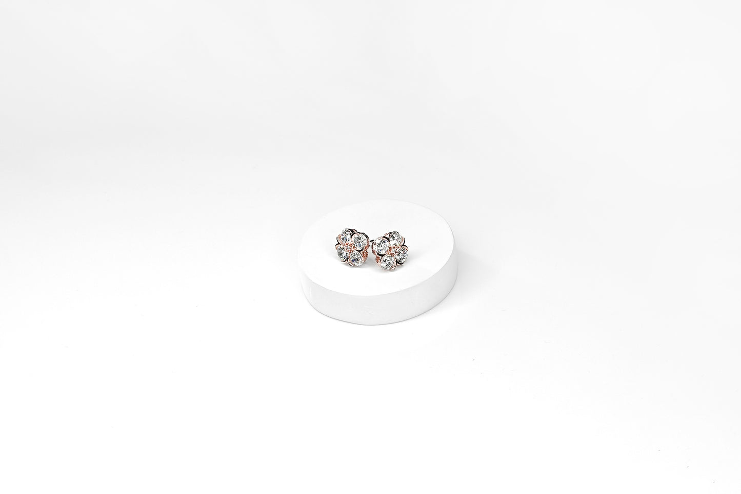 Rose Gold Lucky Clover CZ Studs