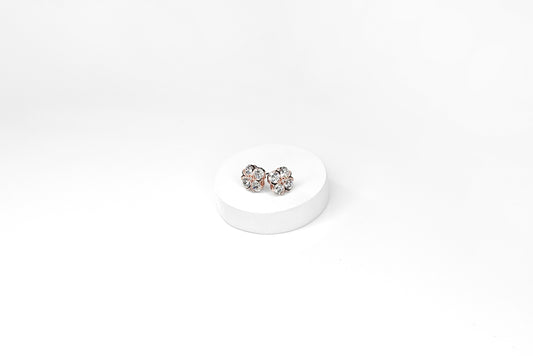 Rose Gold Lucky Clover CZ Studs