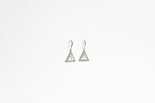 Silver Zirconia Triangle Earrings