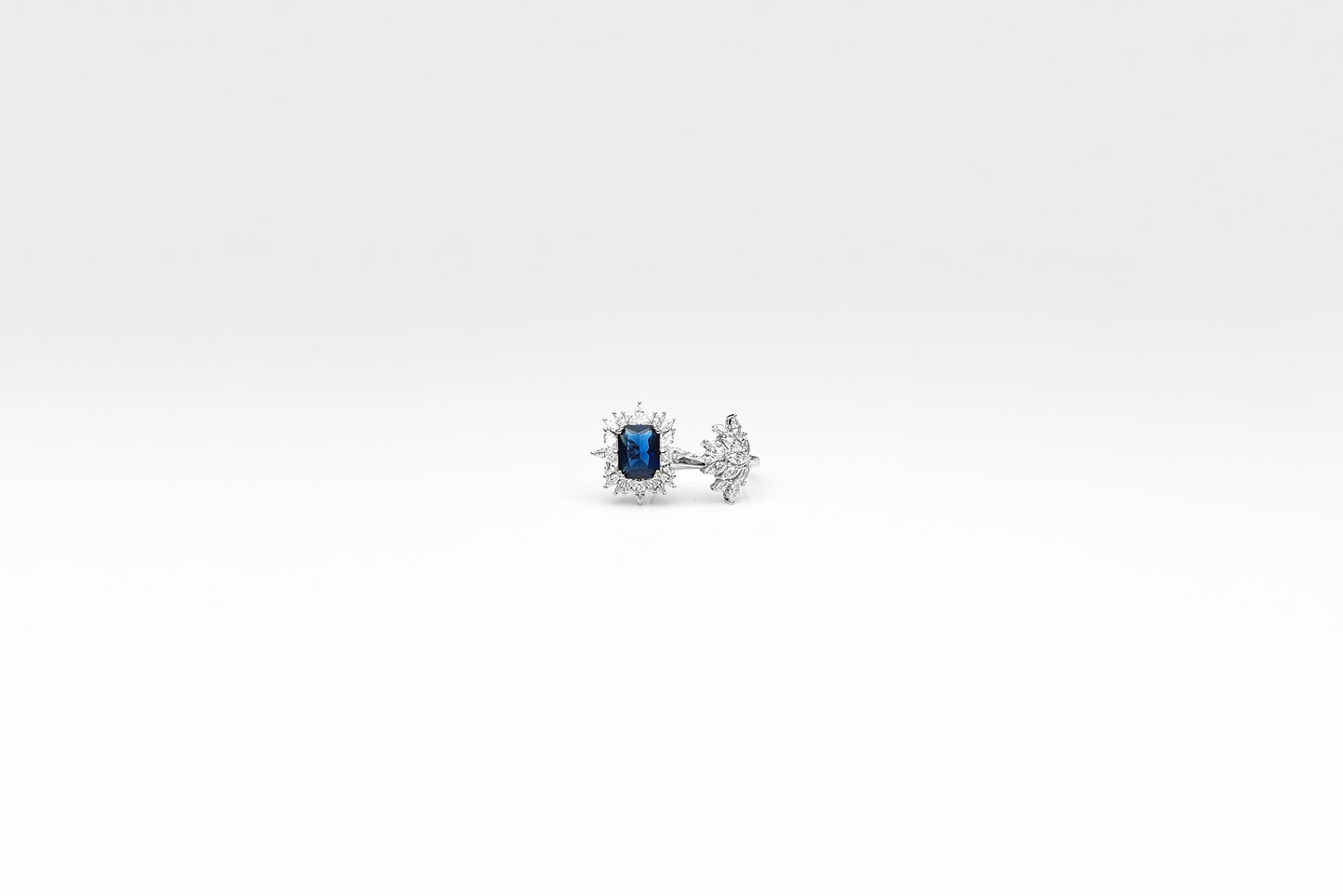 Silver Adjustable Sapphire Blossom Ring