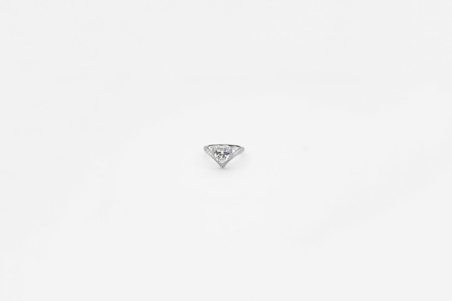 Silver Solitaire Heart Ring