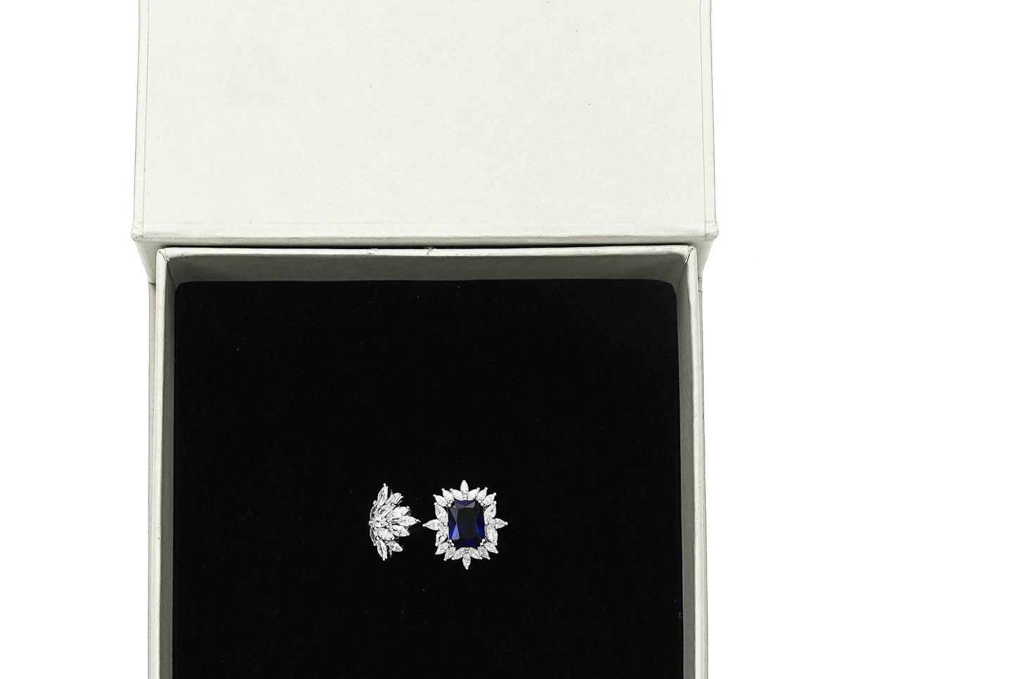 Silver Adjustable Sapphire Blossom Ring