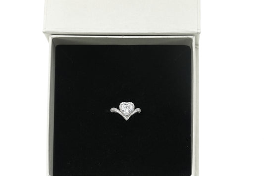 Silver Solitaire Heart Ring