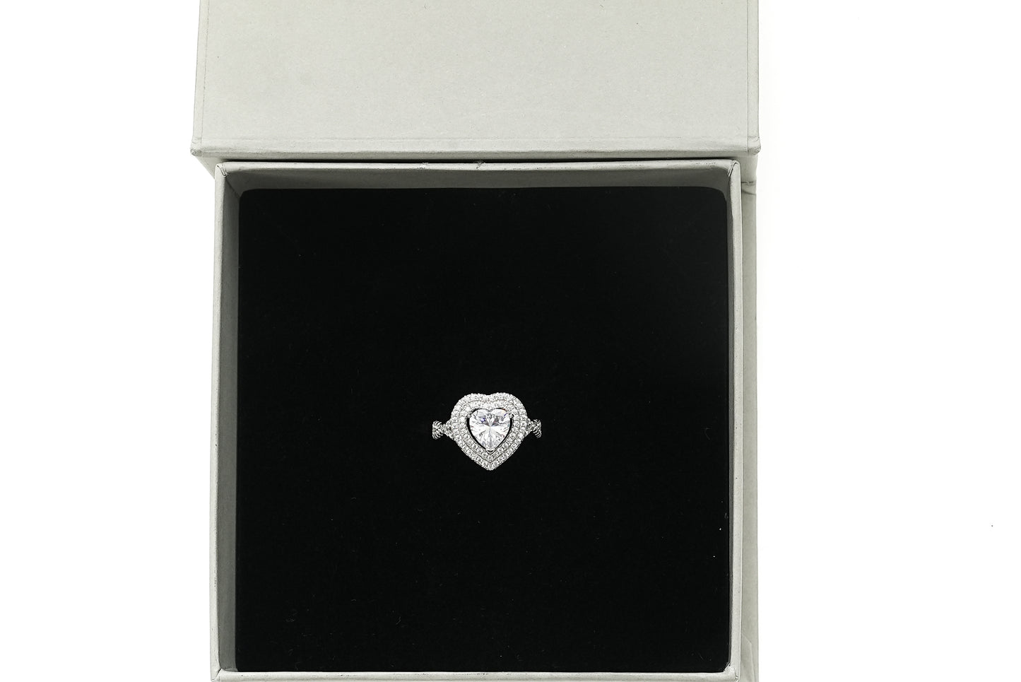 Silver Heartfelt Embrace Solitaire Ring