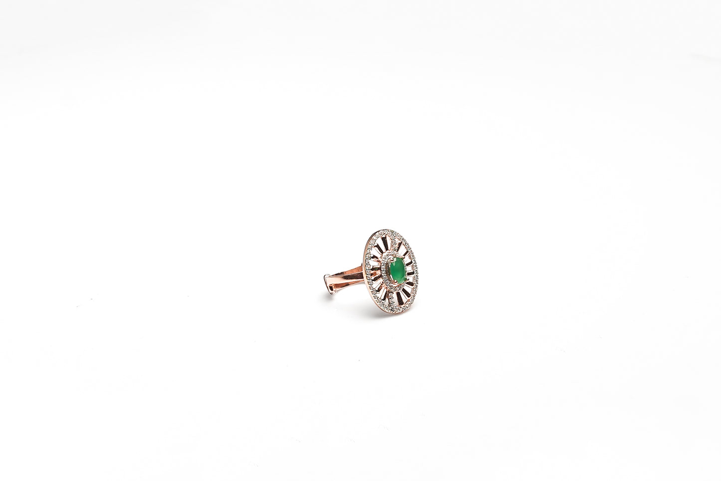 Rose Gold Adjustable Emerald CZ Ring