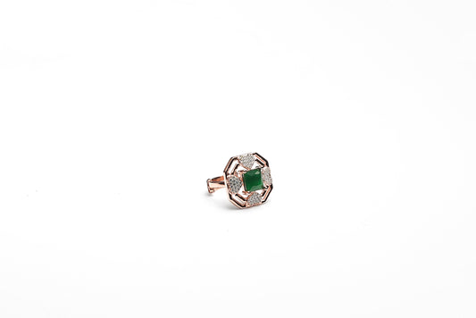 Rose Gold Adjustable Octa Emerald Ring