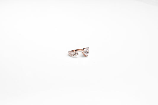 Rose Gold Heart Solitaire Adjustable Ring