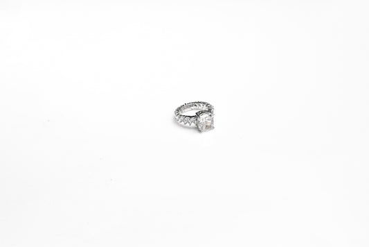 Silver Crown Solitaire Ring