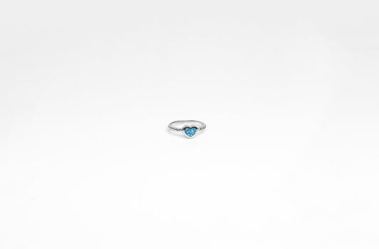 Silver Sapphire Love Ring