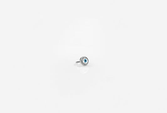 Silver Round Evil Eye Ring