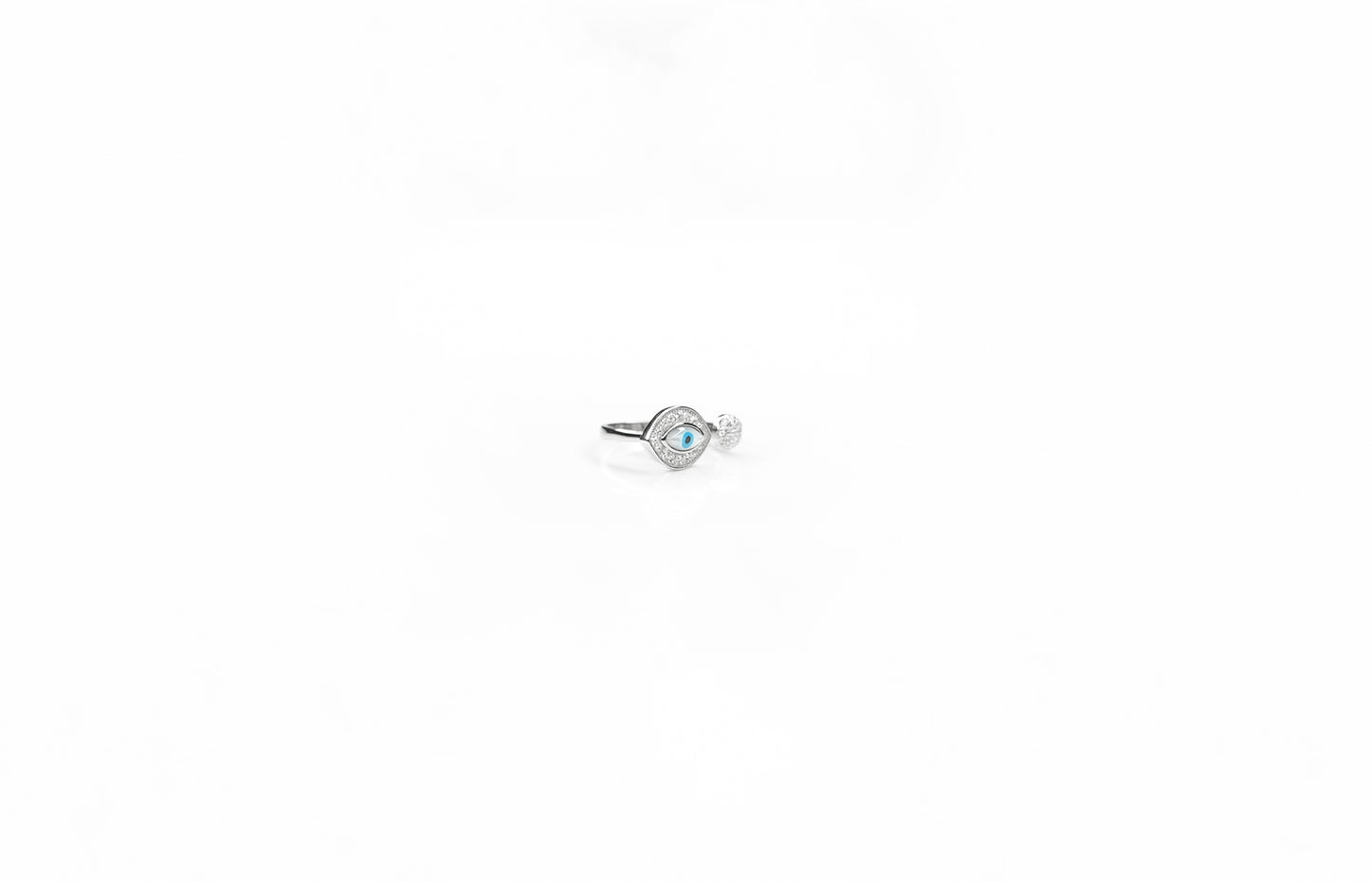 Silver Evil Eye Adjustable Ring