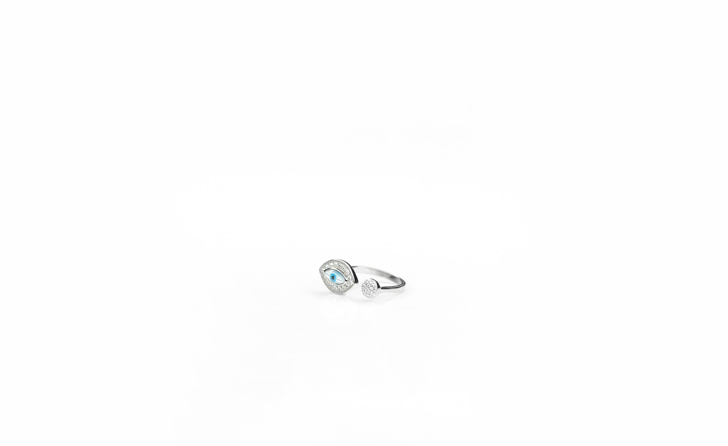 Silver Evil Eye Adjustable Ring