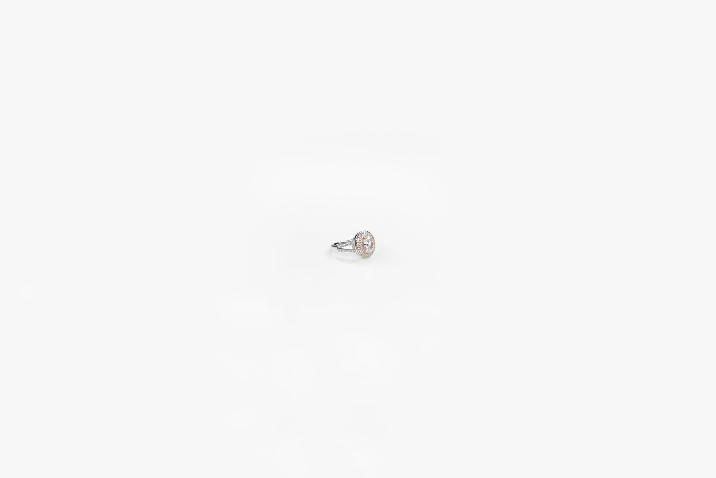 Silver RoseGold Oval Zircon Ring