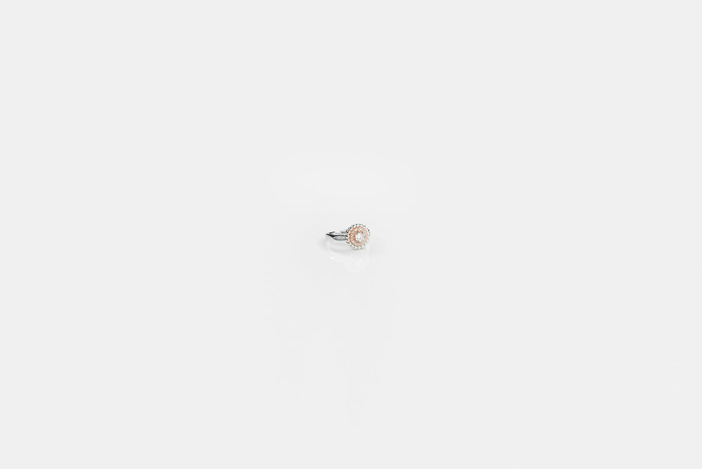 Silver RoseGold Round Zircon Ring