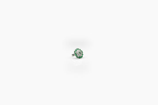 Silver Green Blossom Ring