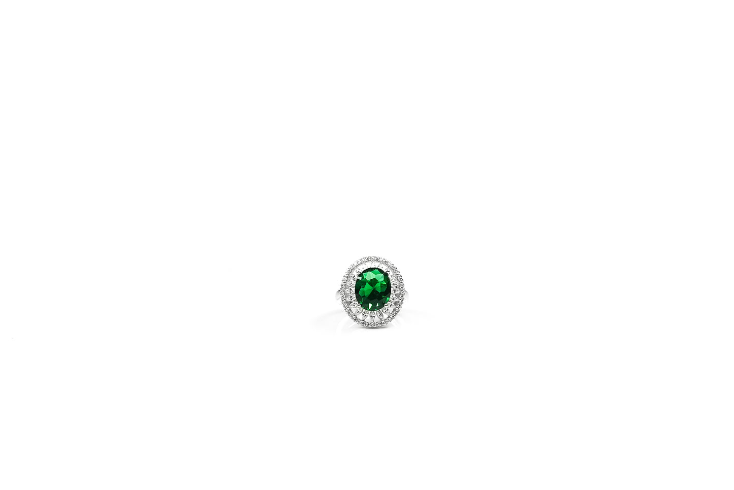 Silver Emerald Majesty Ring