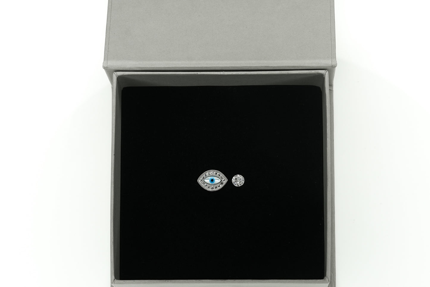 Silver Evil Eye Adjustable Ring