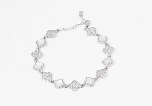 Silver Flower Clover Bracelet